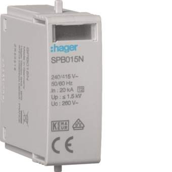 Hager Steckmodul T2 N-PE Uc 260V SPB015N 
