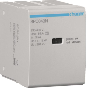 Hager Steckmodul T3 N-PE Uc 264V SPC043N 