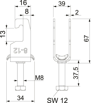 OBO 2056U M 34 A4 Bügelschelle 