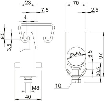 OBO 2056U 64 ALU Bügelschelle 58-64mm 