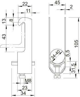 OBO 2056W 40 A2 Bügelschelle 34-40mm A2 