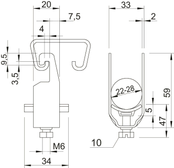 OBO 2056U 28 A2 Bügelschelle 22-28mm A2 