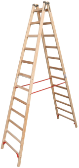 KRAU Sprossen-Doppelleiter Holz   170149 