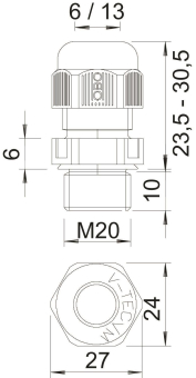 OBO V-TEC VM20UV LGR Kabelverschraubung 