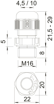 OBO V-TEC VM16UV LGR Kabelverschraubung 