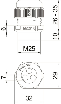 OBO V-TEC VM25 3x7 Kabelverschraubung m. 