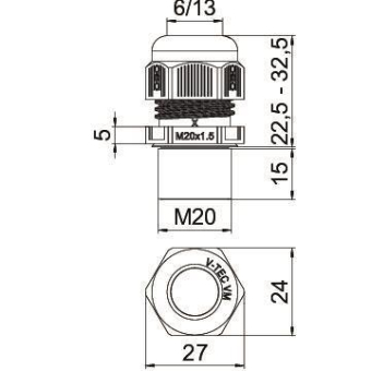 OBO V-TEC VM L20 LGR Kabelverschraubung 