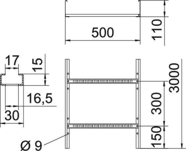 OBO LG 115 VS 3 FS Kabelleiter gelocht m 