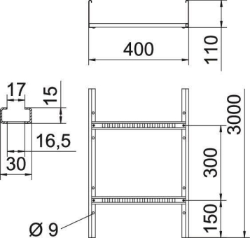 OBO LG 114 VS 3 FS Kabelleiter gelocht m 