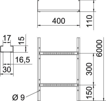OBO LG 114 VS 6 FS Kabelleiter gelocht m 