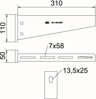OBO AW 55 31 A2 Wand-u.Stielausleger m. 