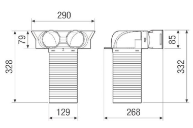 Maico Umlenkstück 2xFlexrohre   MA-U2-75 