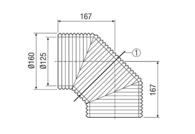 MAICO Lüftungsrohrbogen,   MT-B125 90/45 