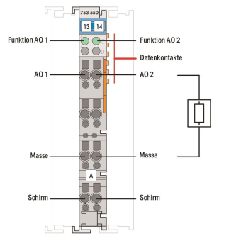 WAGO 753-550 2-Kanal-Analogausgang,DC 0 