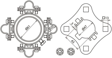 DEHN Befestigungsset D 61mm BFS D61 4X20 