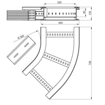 Unex Flachbogen 45  lichtgrau   67436-04 