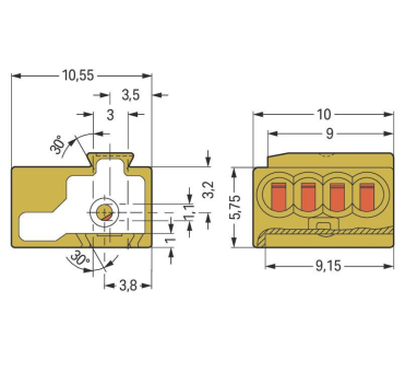 WAGO 243-724 4-Leiter-Federleiste,PUSH 