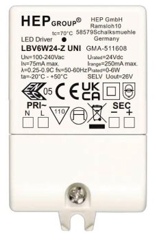 DOTLUX LED-Netzteil CC 6W 250mA 24V 5770 