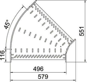 OBO RB 45 650 FS Bogen 45° f.Kabelrinne 