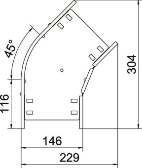 OBO RB 45 615 FS Bogen 45° f.Kabelrinne 