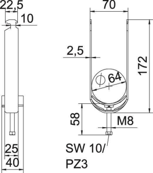 OBO BS-H2-K-64 FT Bügelschelle 2056 2f 