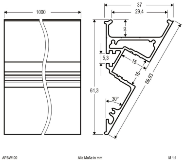 EVN Alu-Vouten Profil elox 100cm APSW100 
