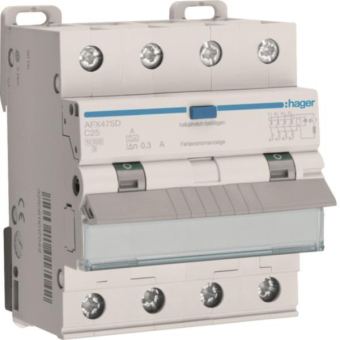 Hager Fi-LS 4P 10kA C-25A 300mA  AFX475D 