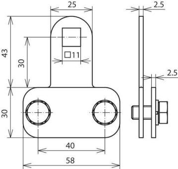 Dehn Klemmstück KS 200 B11.11 FL30X4 V2A 