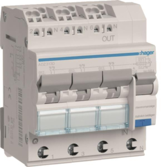 Hager Fi-LS 3X 1P+N 6kA B-13A    ADZ313D 