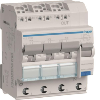 Hager Fi-LS 3X 1P+N 6kA C-13A    ADZ363D 