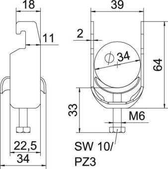 OBO BS-U1-M-34 FT Bügelschelle 2056 