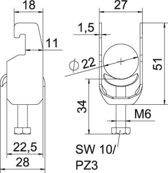OBO BS-U1-M-22 FT Bügelschelle 2056 