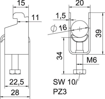OBO BS-N1-M-16 FT Bügelschelle 2056 