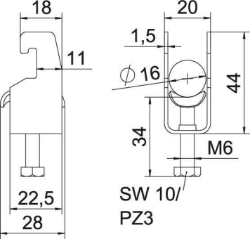 OBO BS-U1-M-16 FT Bügelschelle 2056 