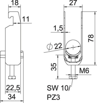 OBO BS-U2-K-22 FT Bügelschelle 2056 2f 