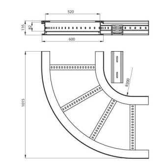  Flachbogen 90  halogenfrei grau 135x600 