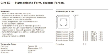 GIRA 0213422 Abdeckrahmen 3fach E3 