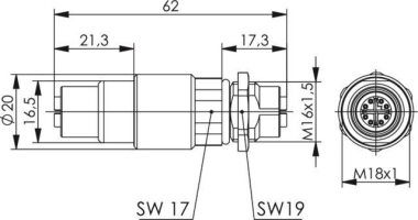 TEGA STX M12x1-M12x1Kupplung J80029A0100 