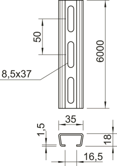 OBO AML3518P6000A2 Profilschiene gelocht 