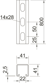 OBO MS4141P0800FT Profilschiene gelocht 