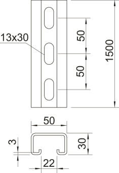 OBO MS5030P1500FT Profilschiene gelocht 