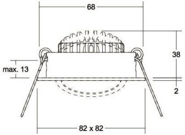 BRUM Einbaustrahler eckig 6W weiß   BB05 