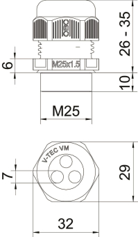 OBO V-TEC VM25 3x7 Kabelverschraubung m. 