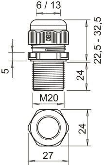 OBO V-TEC VM LL20 SW Kabelverschraubung 