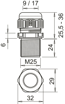 OBO V-TEC VM LL25 SW Kabelverschraubung 