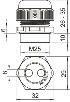 OBO V-TEC VM25 2x8 Kabelverschraubung m. 