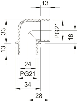 OBO 107 W PG21 PA Winkelstutzen PG21 PA 