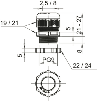 OBO V-TEC PG9+ LGR Kabelverschraubung m. 