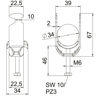 OBO BS-H1-M-34 A4 Bügelschelle 2056 