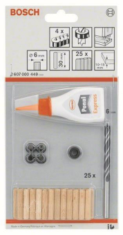 Bosch Holzdübel-Set 32tlg 6mm 2607000449 